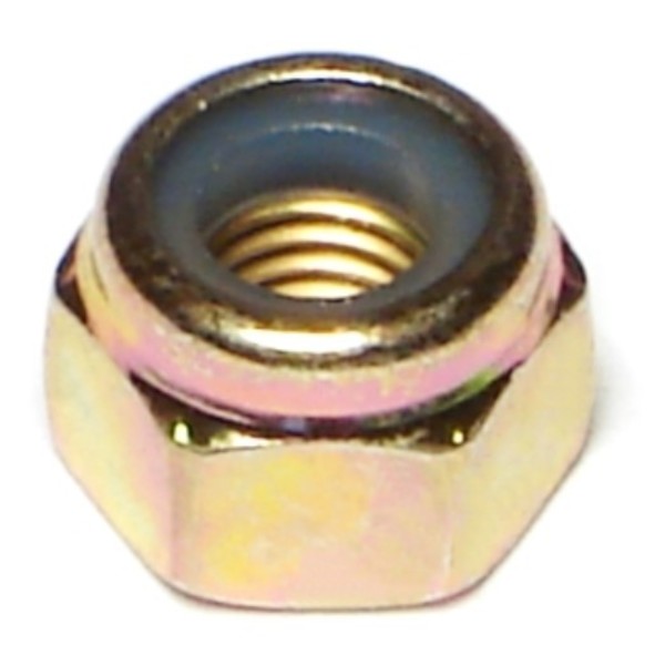 Midwest Fastener Nylon Insert Lock Nut, 1/4"-28, Steel, Grade 8, Yellow Zinc, 50 PK 51866